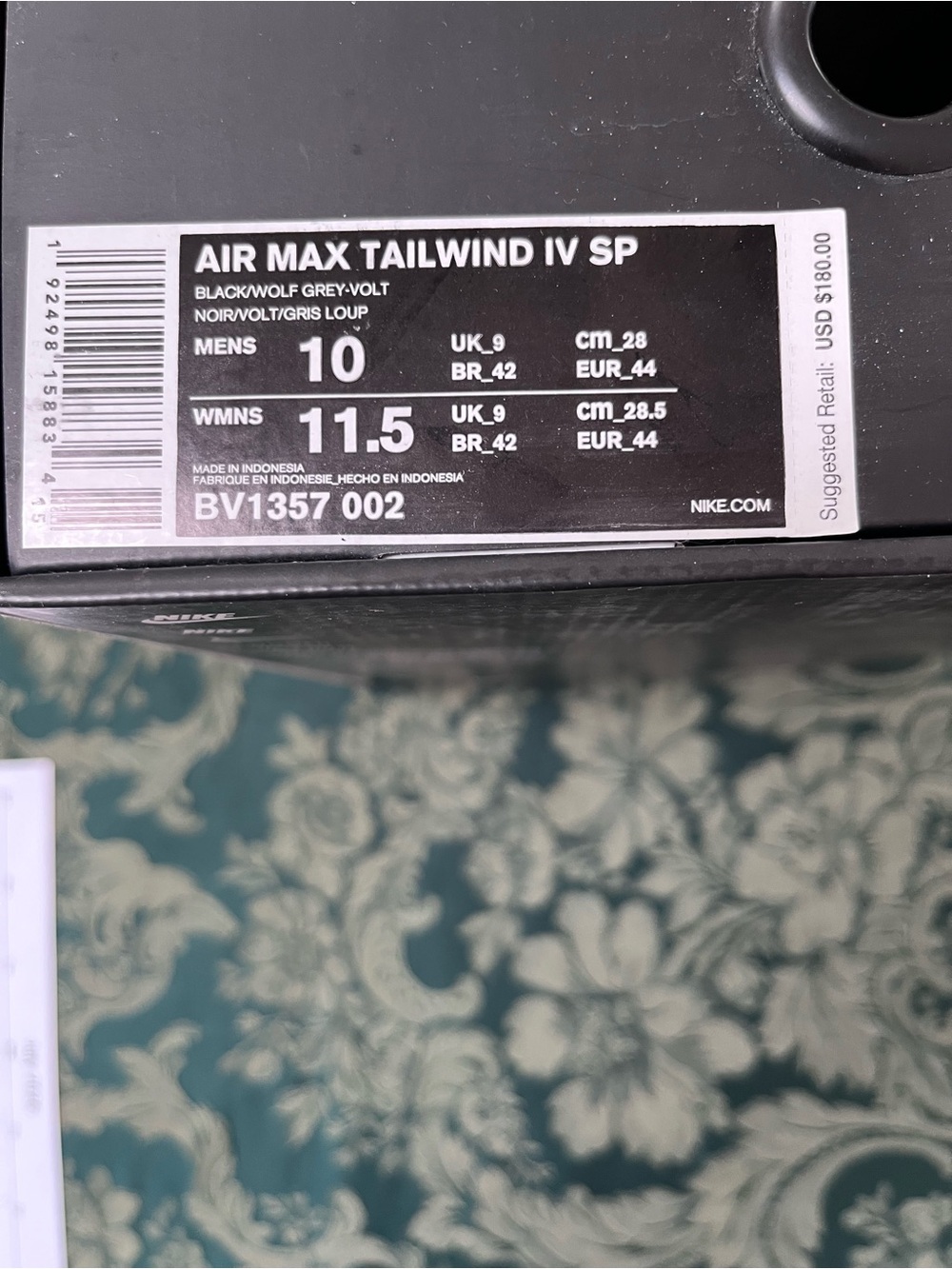 NIKE AIR MAX TAILWIND IV SP Black Men's Air-Cushion Athletic Sneakers SIZE 10 - Picture 7 of 8